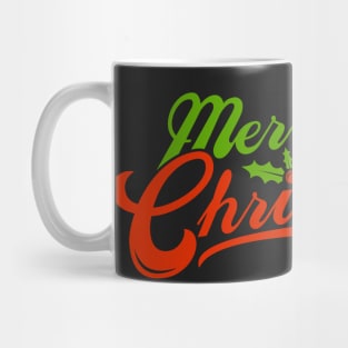 Retro Merry Christmas Typography Holly Mug